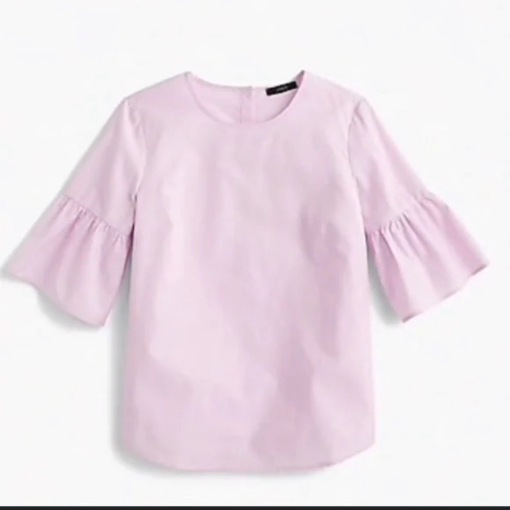 J.Crew Lavender Ruffle Sleeve Top Cotton Blouse Short Sleeve Size 4 - Picture 2 of 7